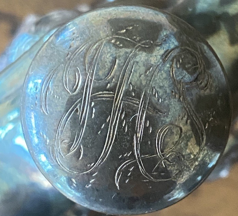 Art Nouveau Spirit Flask Victor Silver Co Nymph Relief Iridescent Barware Superb