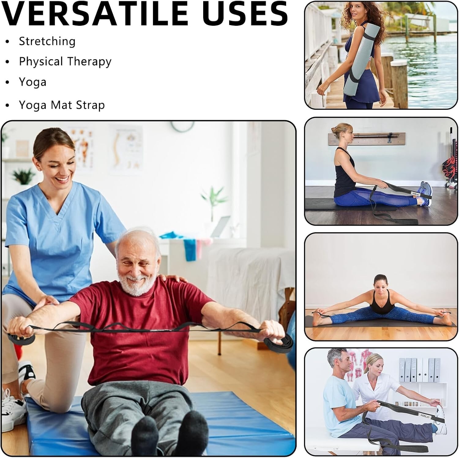 Stretching Strap Yoga Strap Physical Therapy for Home Workout, 10 Loops Pilates