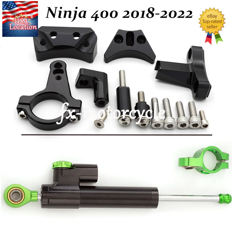 For Kawasaki Ninja 400 2018-2025 Steering Damper Stabilizer & Bracket Mount Kit