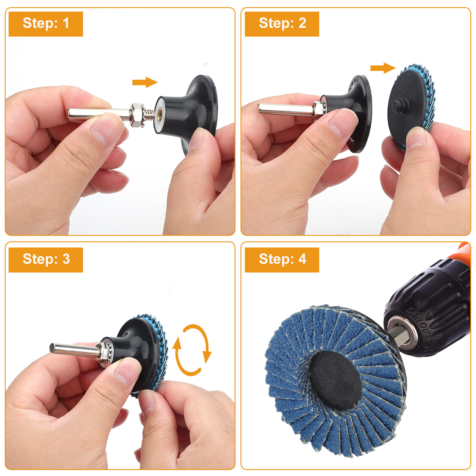 20pcs 2inch Flat Flap Disc Roll Lock Sanding Grinding Wheels 40 60 80 120 Grit