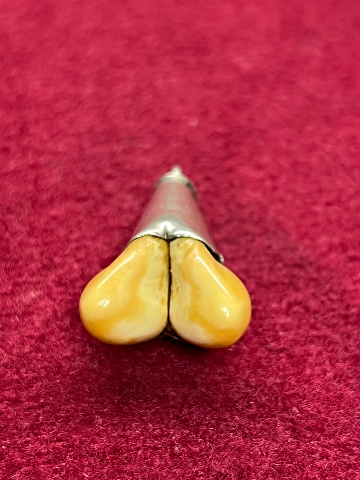 Antique Sterling Silver Pocket Watch Chain Pendant Fob Charivari Teeth Wild Boar