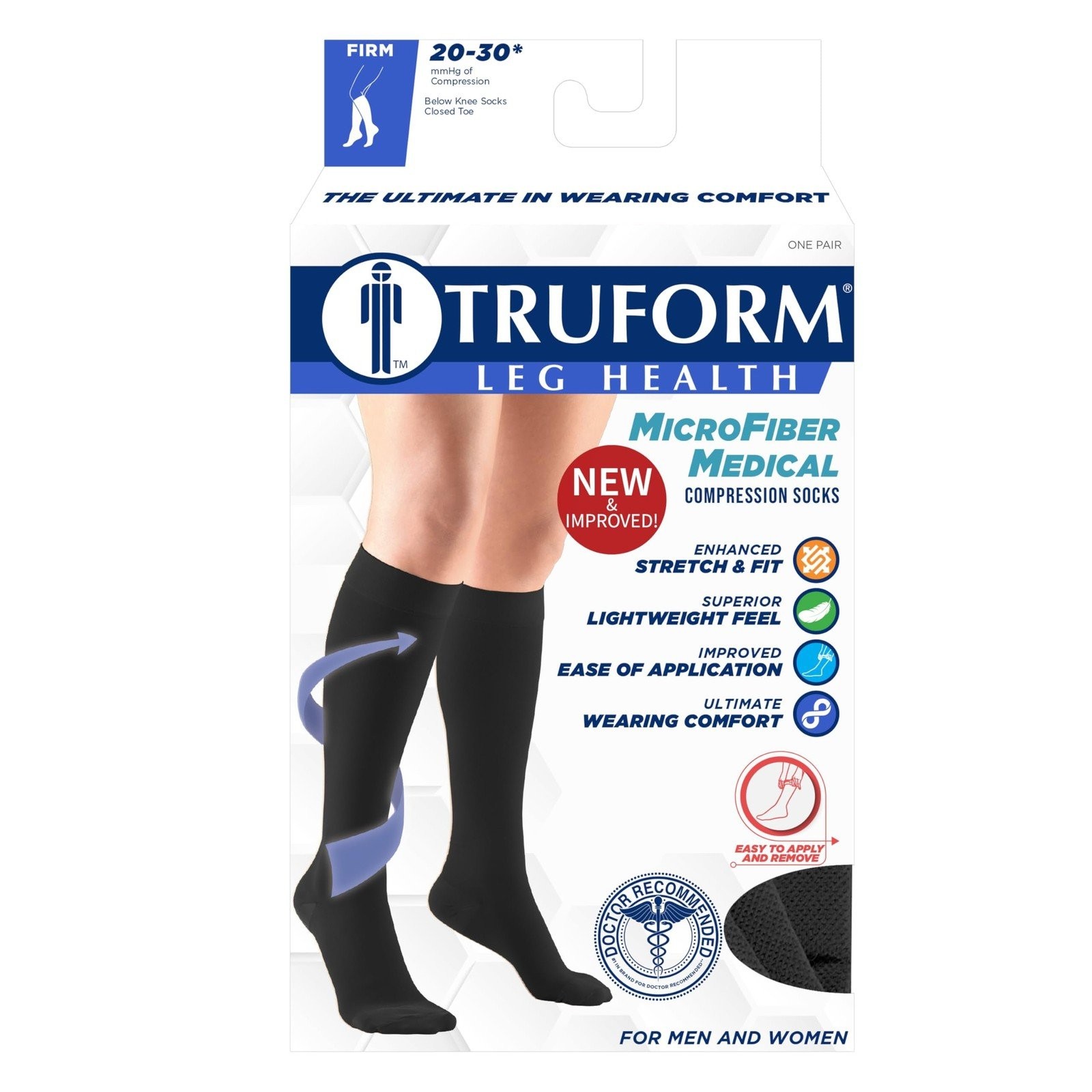 Truform 20-30 mmHg Compression Stockings for Men and Women, Knee High Length,...