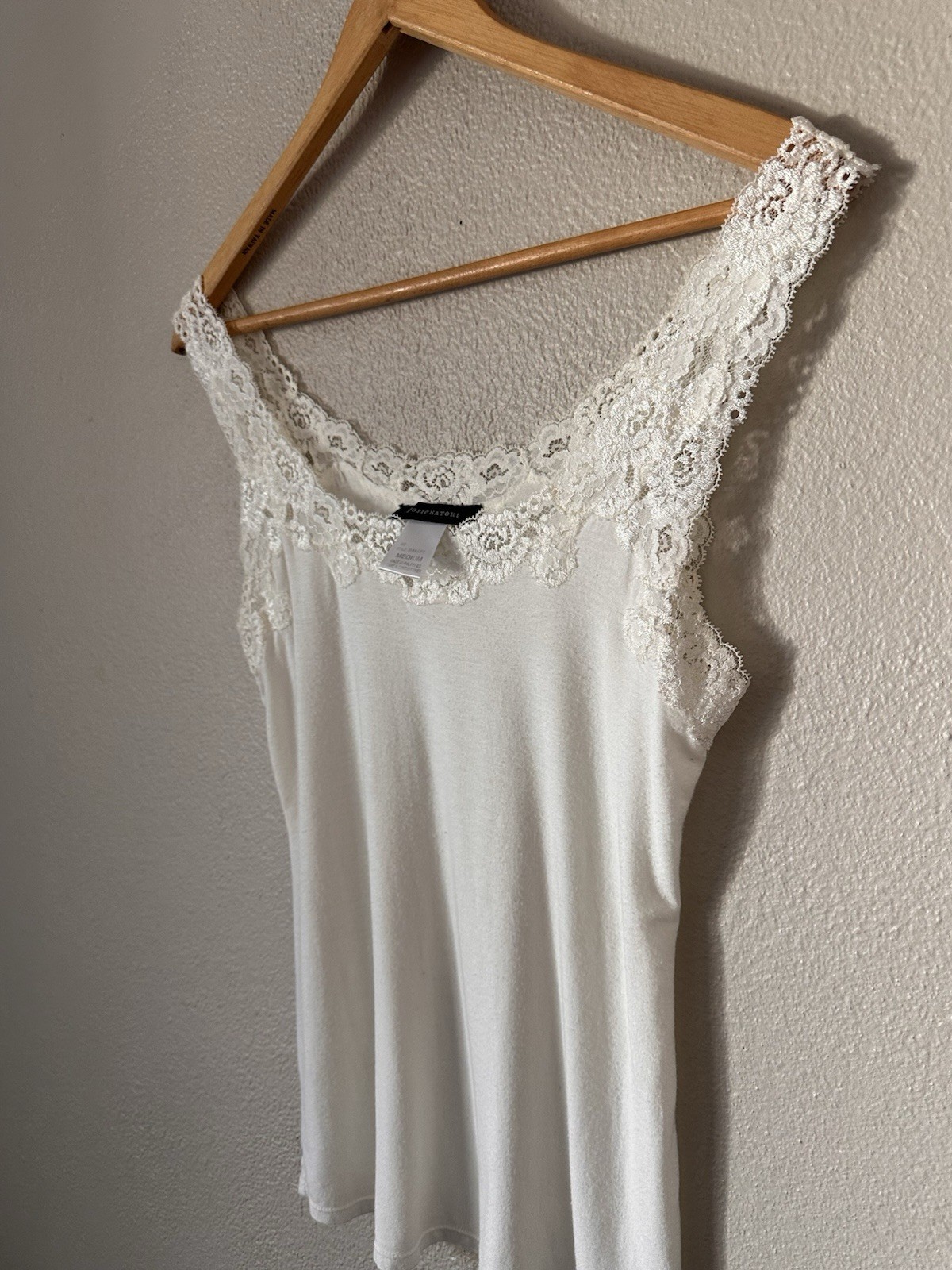 Josie Natori Camisole Tank Lace Trim Ivory Medium Lingerie Top