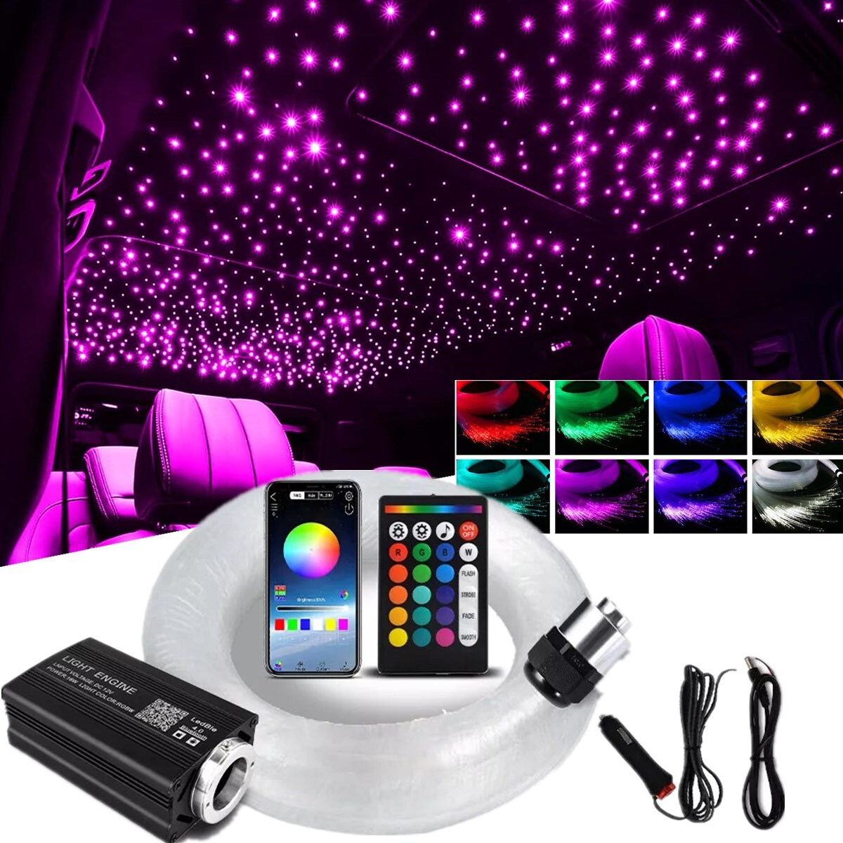 1000PCS Fiber Optic Car Home Headliner Star Light Kit Roof Twinkle Ceiling Light