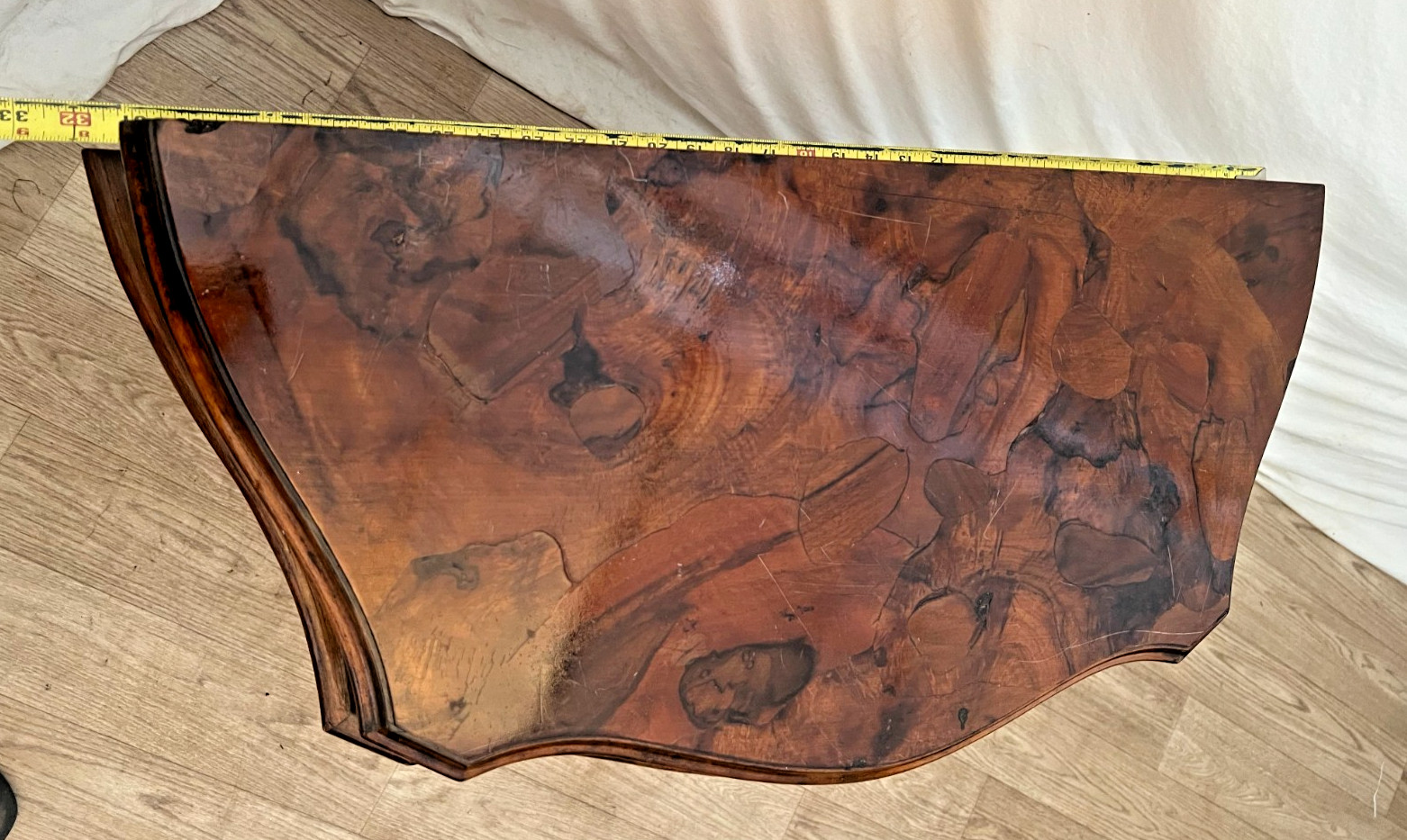 Vintage Venetian Bombe Commode Small Chest of Drawers Burl Turtle shell walnut