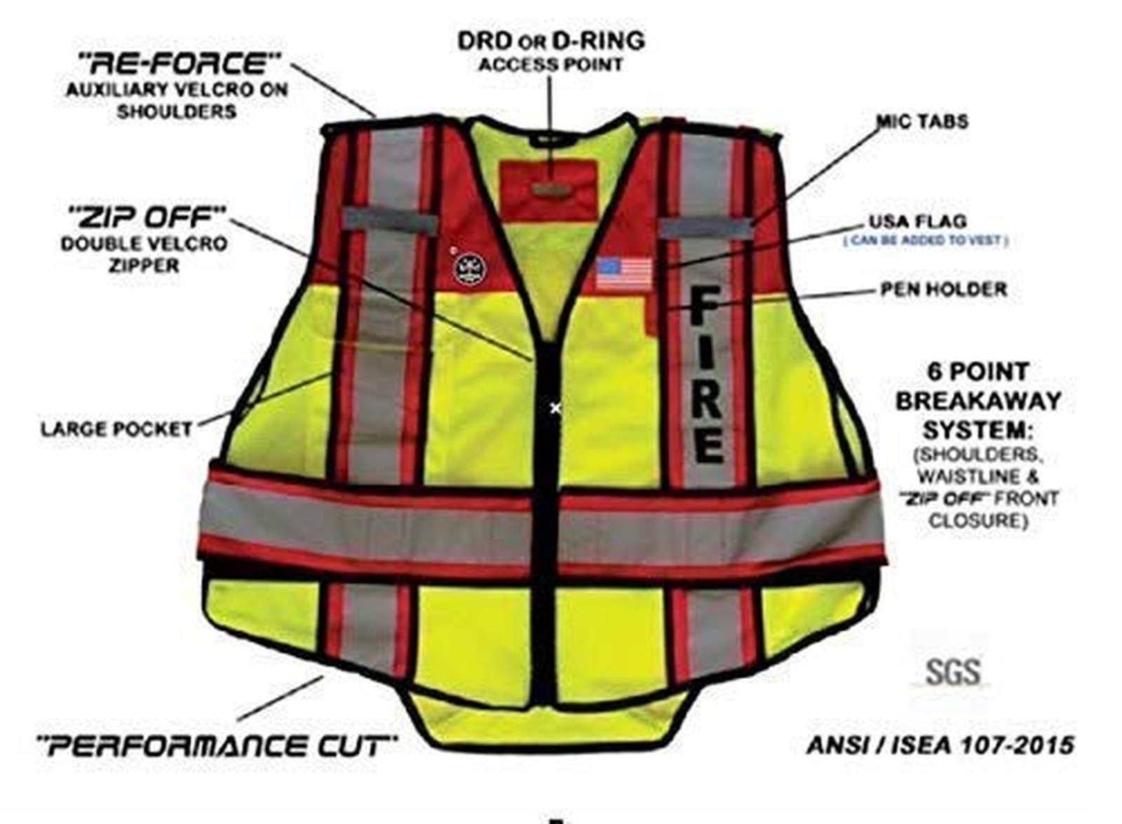 FIRE NINJA - Ultrabright Safety Fire Vest | Class 2 Reflective - High Visibil...