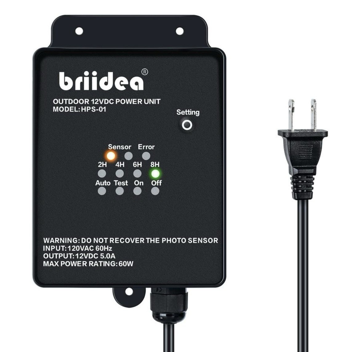 60W 120V AC to 12V DC Outdoor Low Voltage Transformer w/Timer & Photocell Sensor