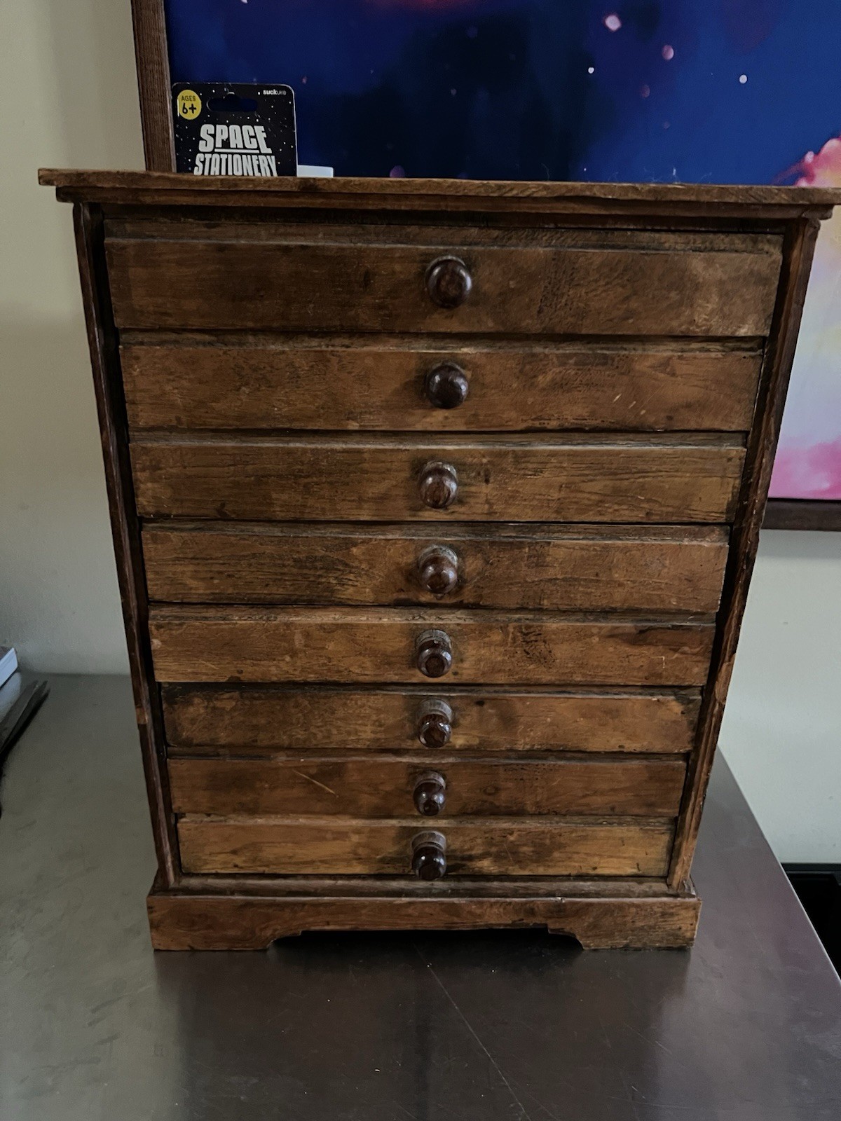 Antique Solid Wood Eight Drawer Collector's Chest | 16.25” x 12.5“ x 6.75” TLC