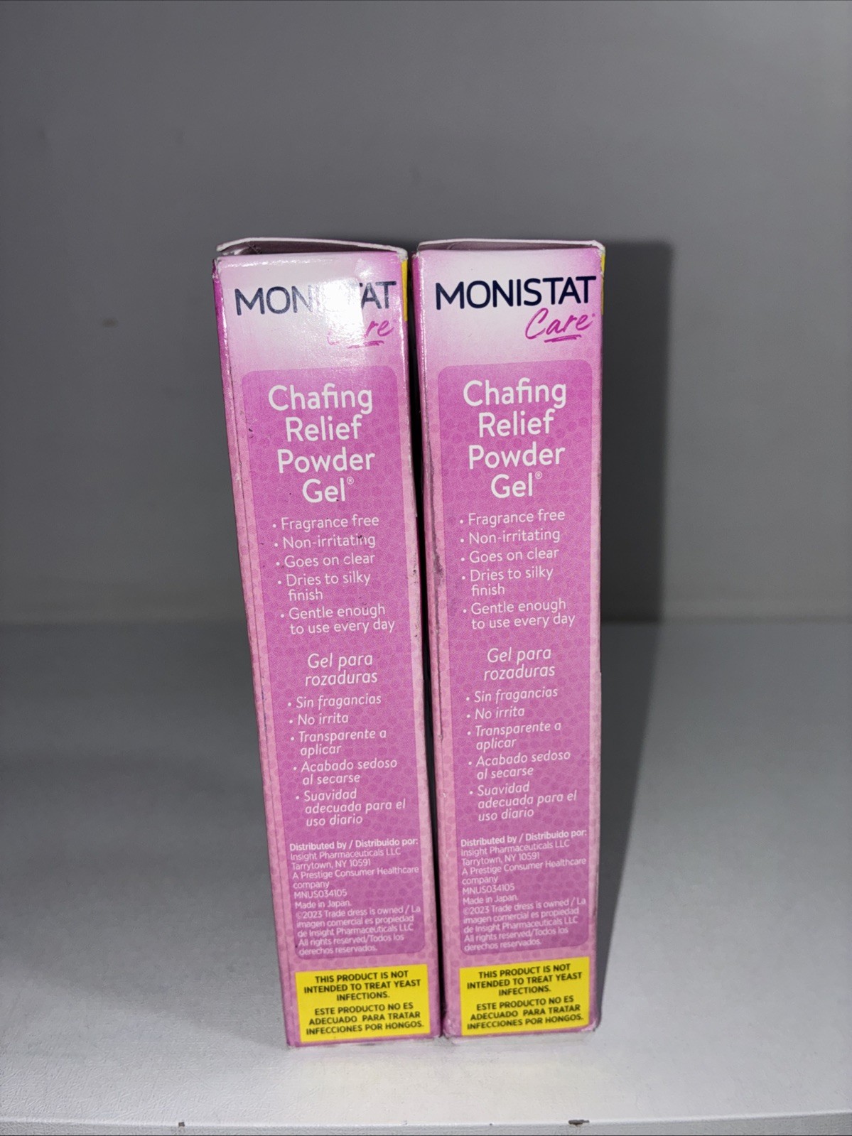 2 Monistat Care Chafing Relief Powder Gel 1.5oz Each/ New/ Exp 01/2027