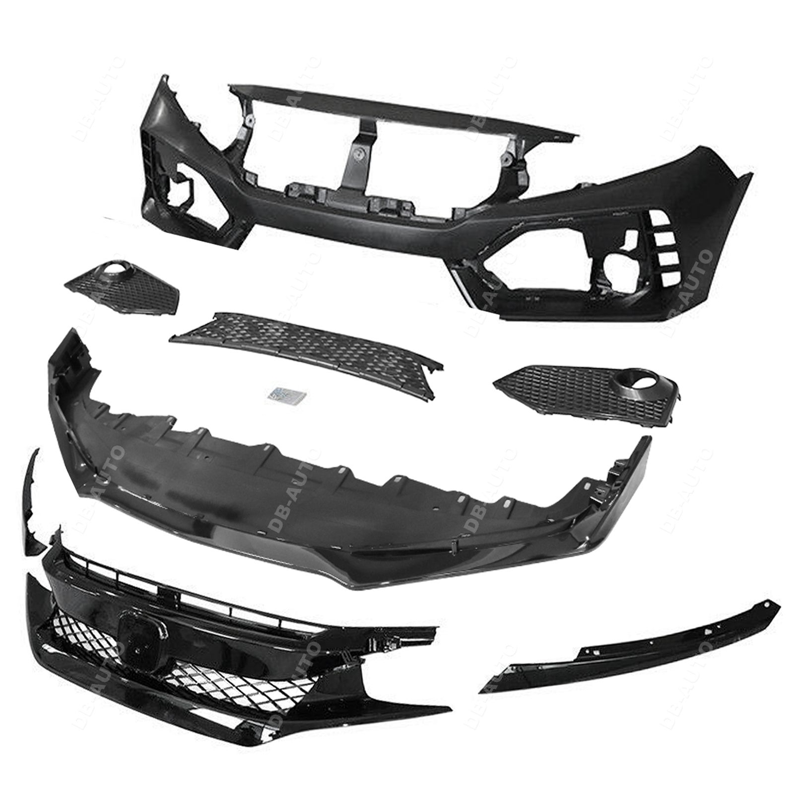 Front Fascia Bumper Cover for 2016-2018 Honda Civic Coupe Sedan Type R Style Set