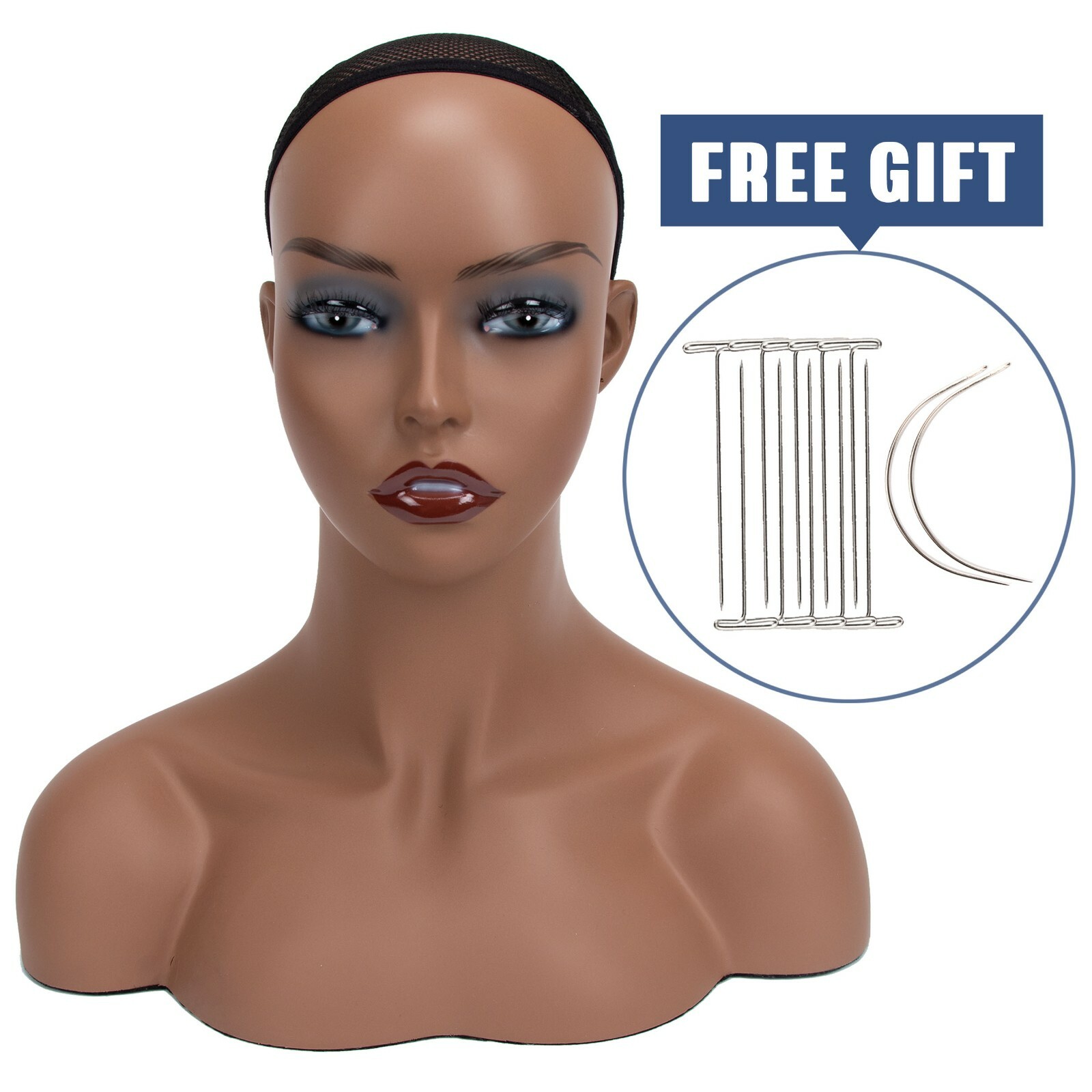 16.5" Realistic Mannequin Wig Head Manikin shoulder Bust Stand Display Hair DE-S