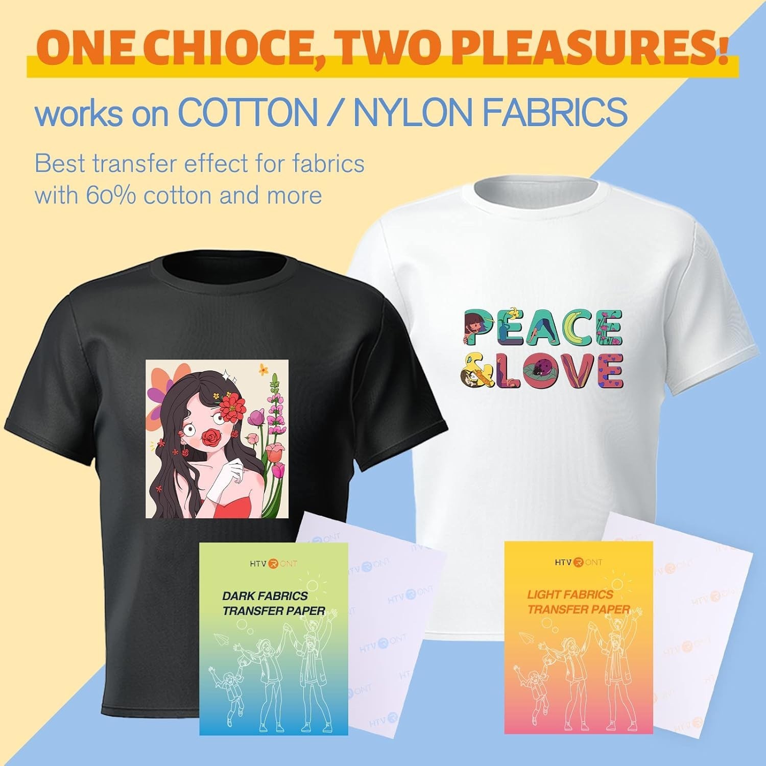 Vibrant Heat Transfer Vinyl - 50 Sheets for Light & Dark Fabrics, Easy to Use