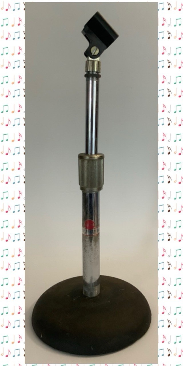 Vtg MCM Atlas Sound Adjustable Desk/Tabletop Microphone Stand-Cast Iron Base🅱️