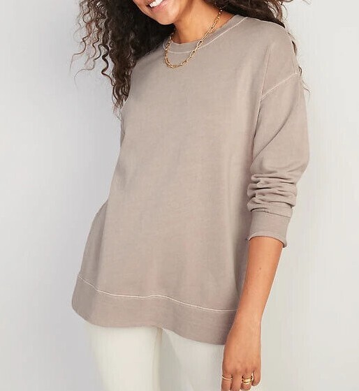 Old Nay Women Oversized Boyfriend Garment-Dyed Tunic Sweatshirt -F333
