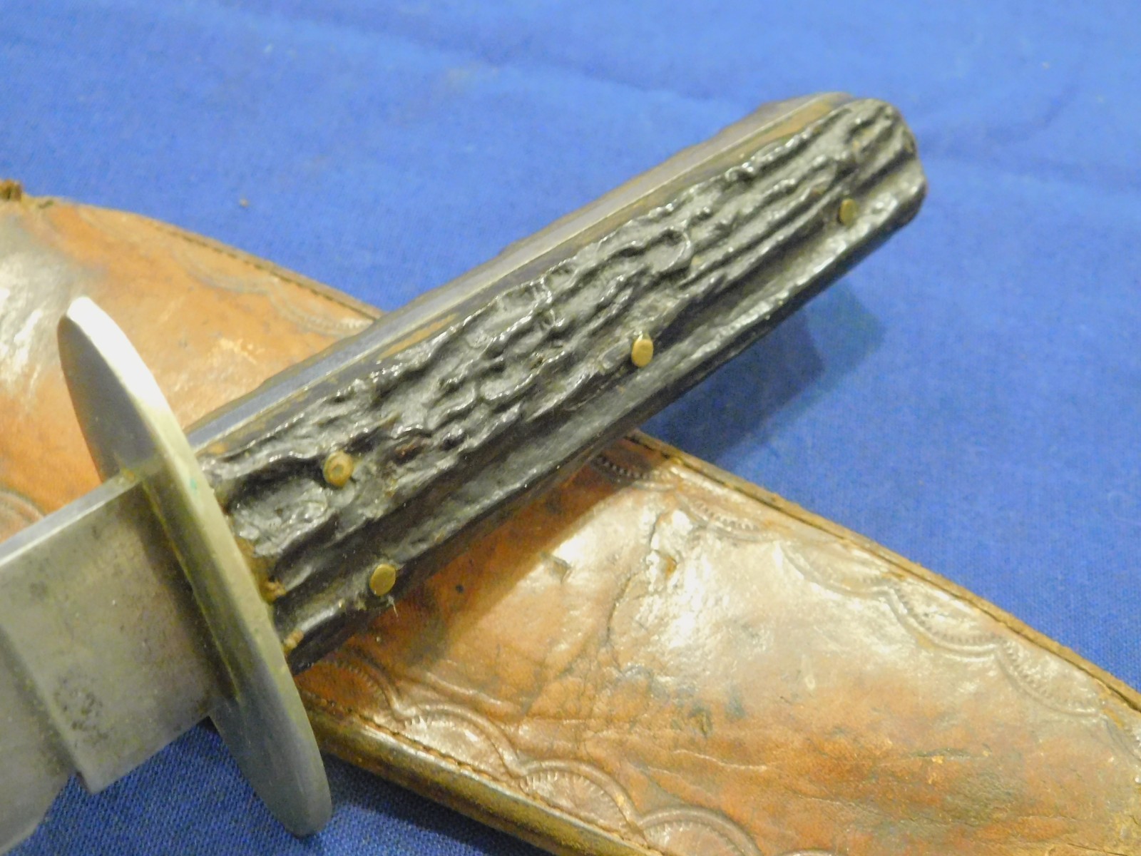 Great 1800s American Bowie Fighting Hunting Knife LF&C Stag Grip w/Sheath