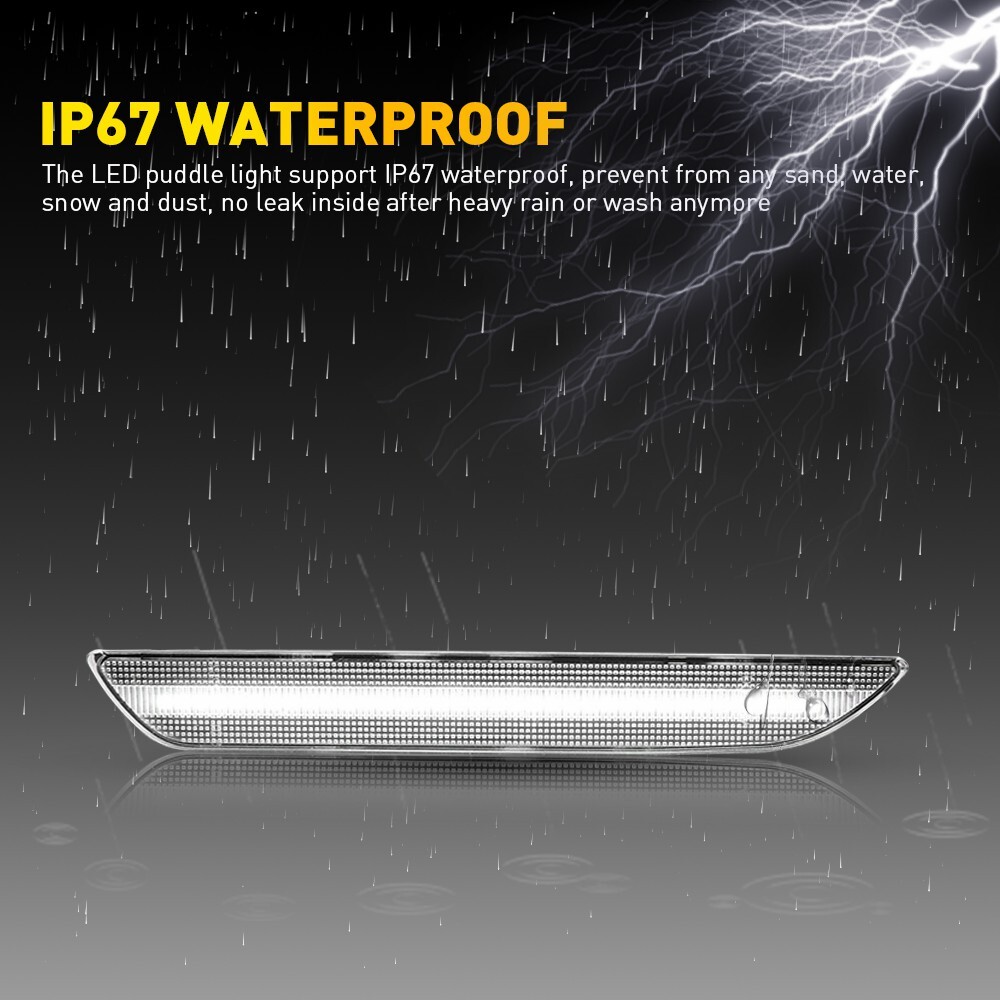 For 2015-2022 Ford Mustang LED Rear Bumper Side Marker Lights Clear Lens White