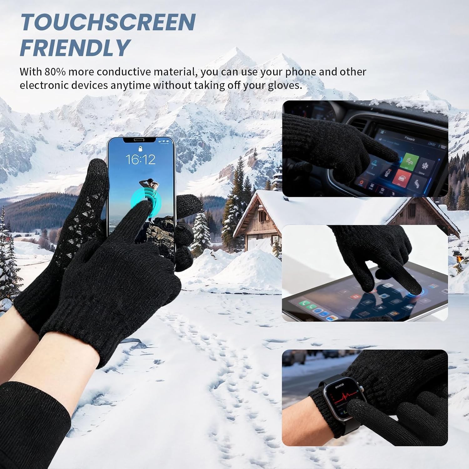 Warm Thermal Running Gloves Men Women Touchscreen Winter Soft Lined Gloves