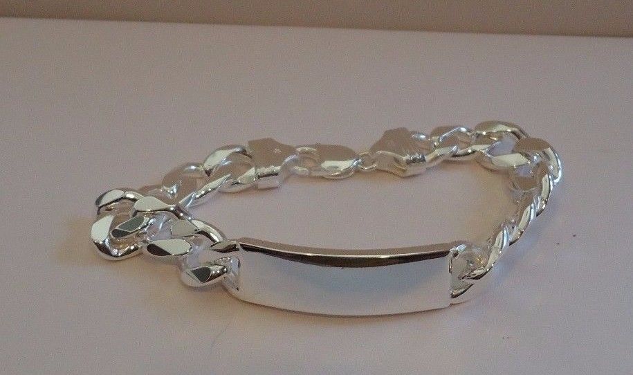 925 STERLING SILVER CUBAN LINK ID GENTLEMAN'S BRACELET/ 9'' LONG /MADE IN ITALY