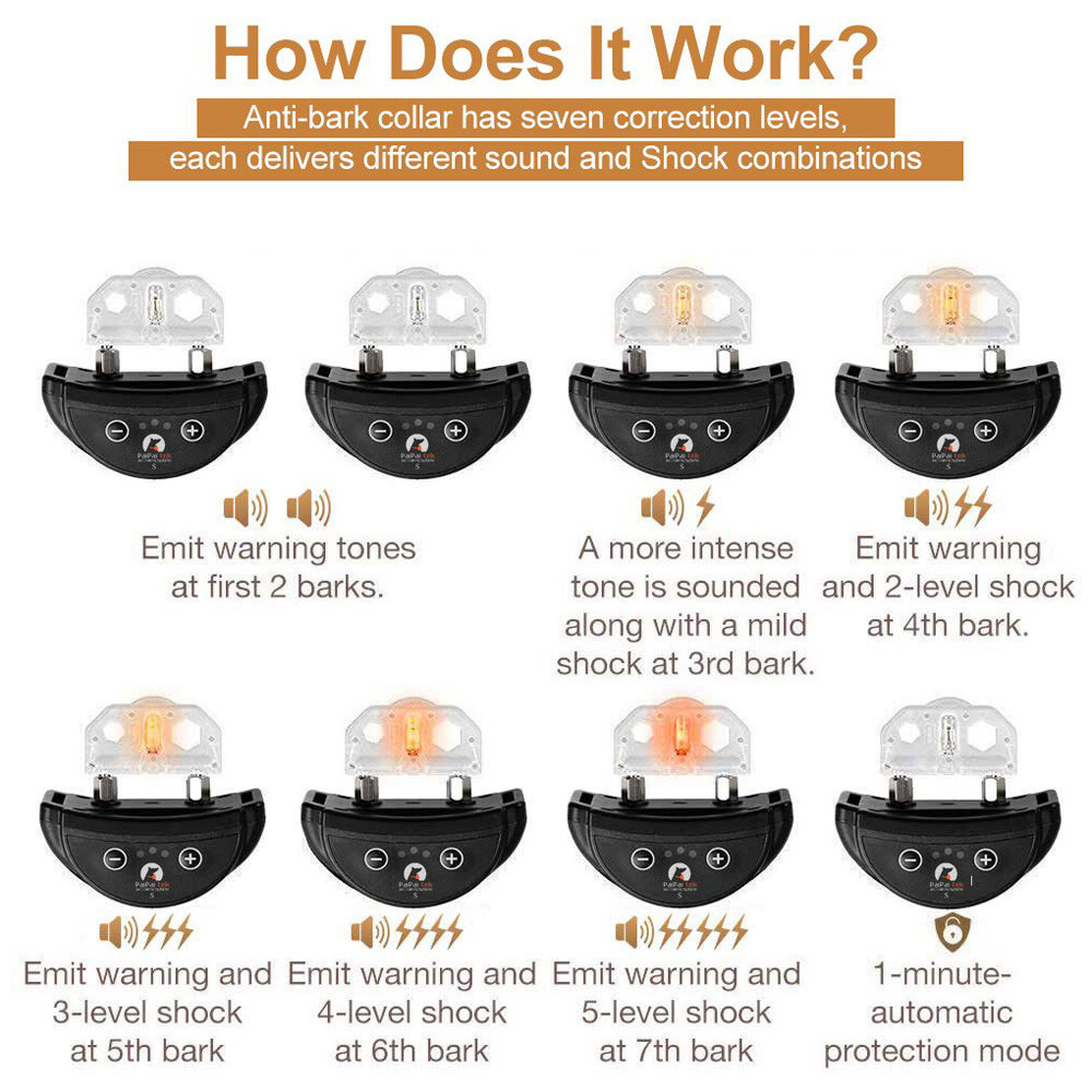 Anti Barking E-Collar No Bark Dog Training Shock Collar for Small Medium Dog US