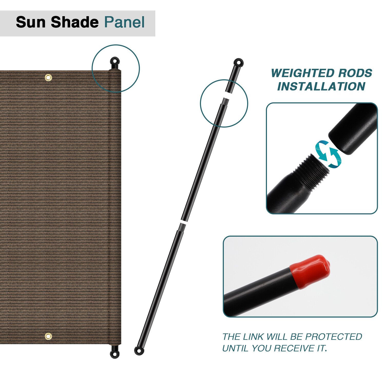 Breathable Pergola Replacement Cover Panel Canopy Shade Cover w/Rod Pocket Brown