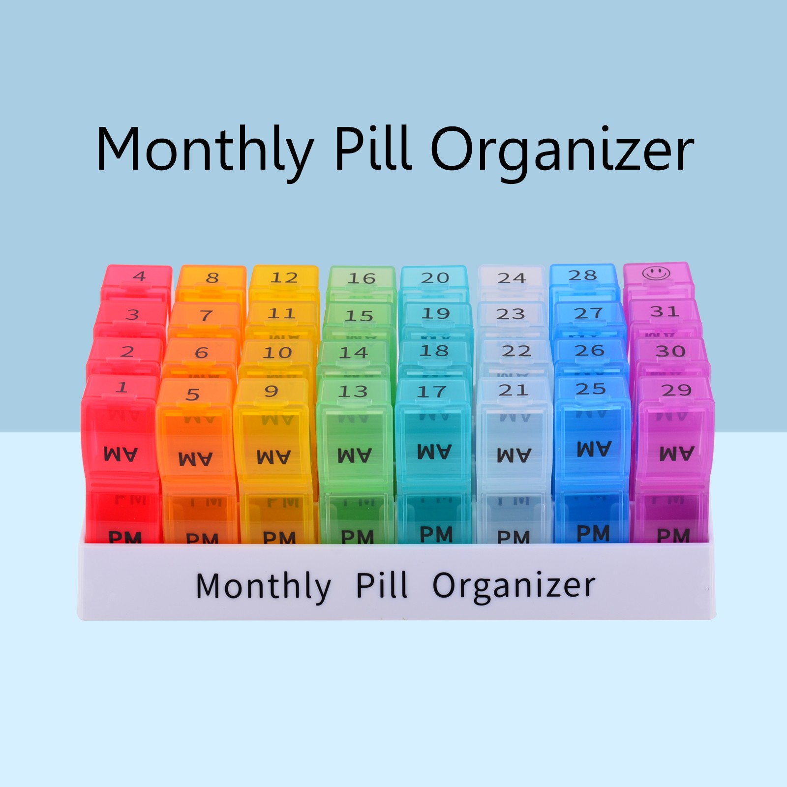 Monthly Pill Organizer 2 Times a Day, 30 Days Pill Box AM PM, 4 Week Pill Cases