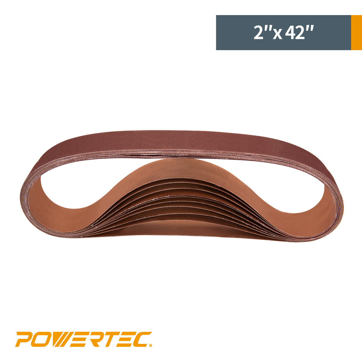POWERTEC 2 x 42 inch 60 Grit Sanding Belt Aluminum Oxide Sandpaper 10PK 424206A