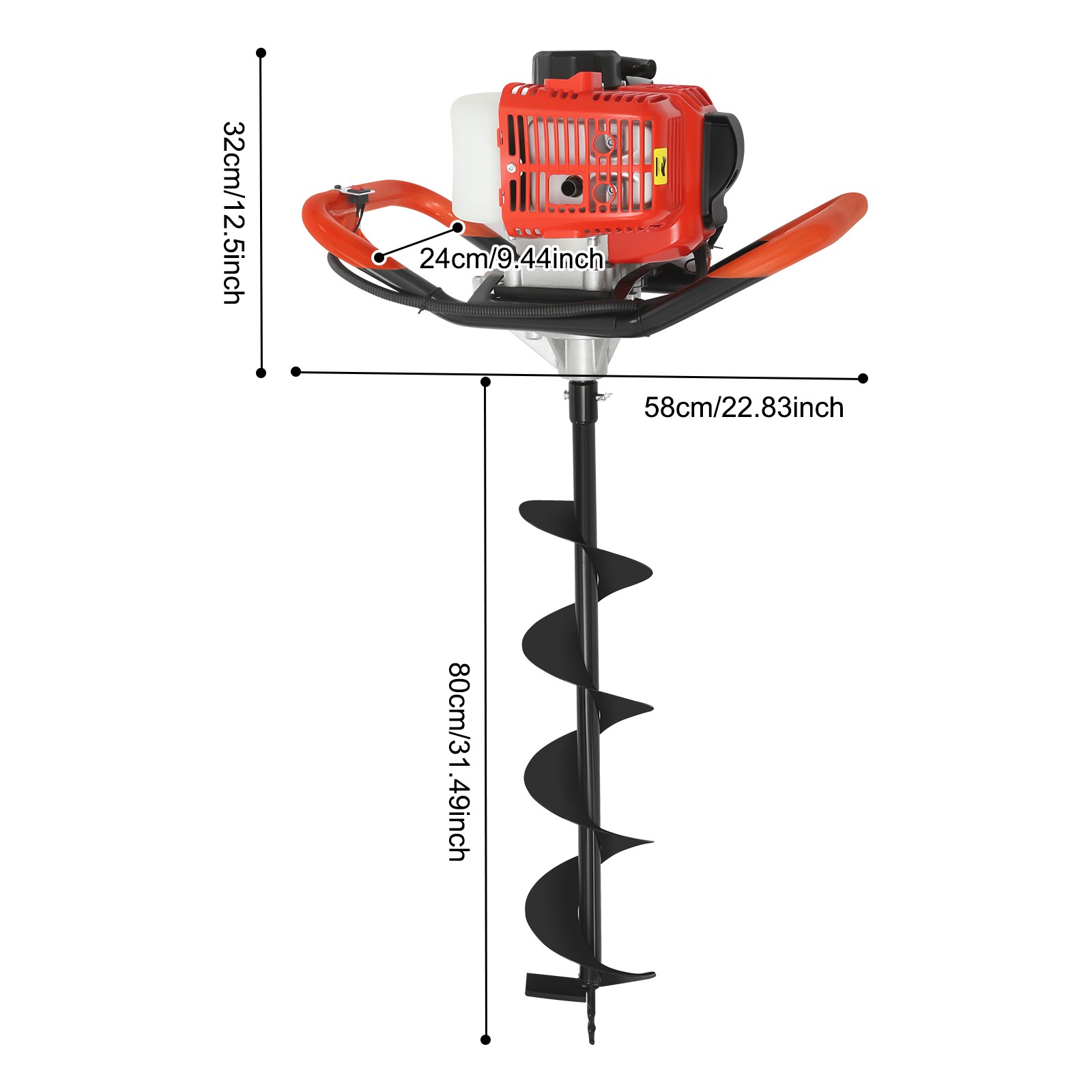 2.3HP Earth Auger Post Hole Digger Drill Machine Kit, New