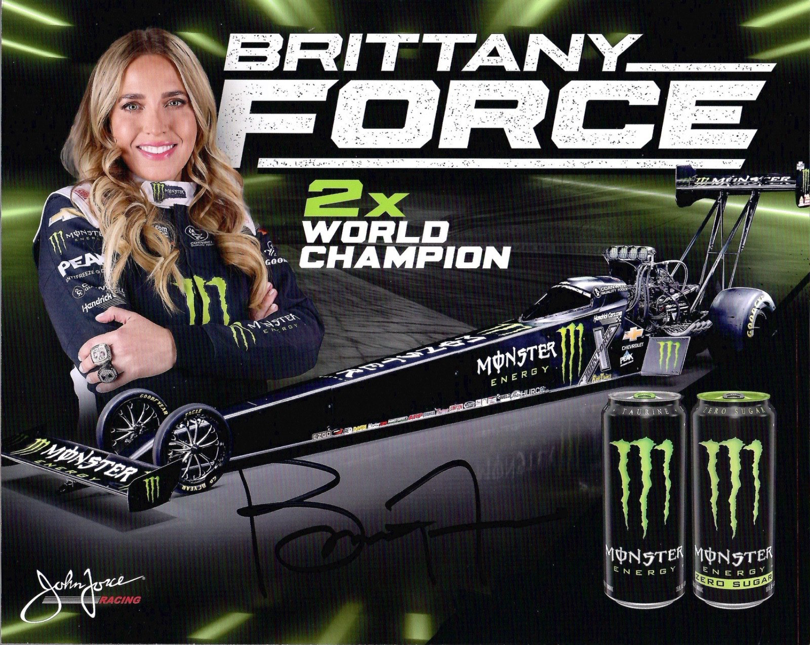 BRITTANY FORCE HAND SIGNED 8x10 COLOR PHOTO+COA         BEAUTIFUL NHRA DRIVER