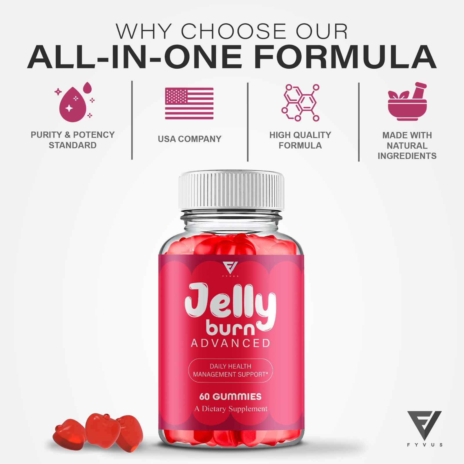 Jelly Burn Advanced Weight Management Gummies, JellyBurn (60 Gummies)