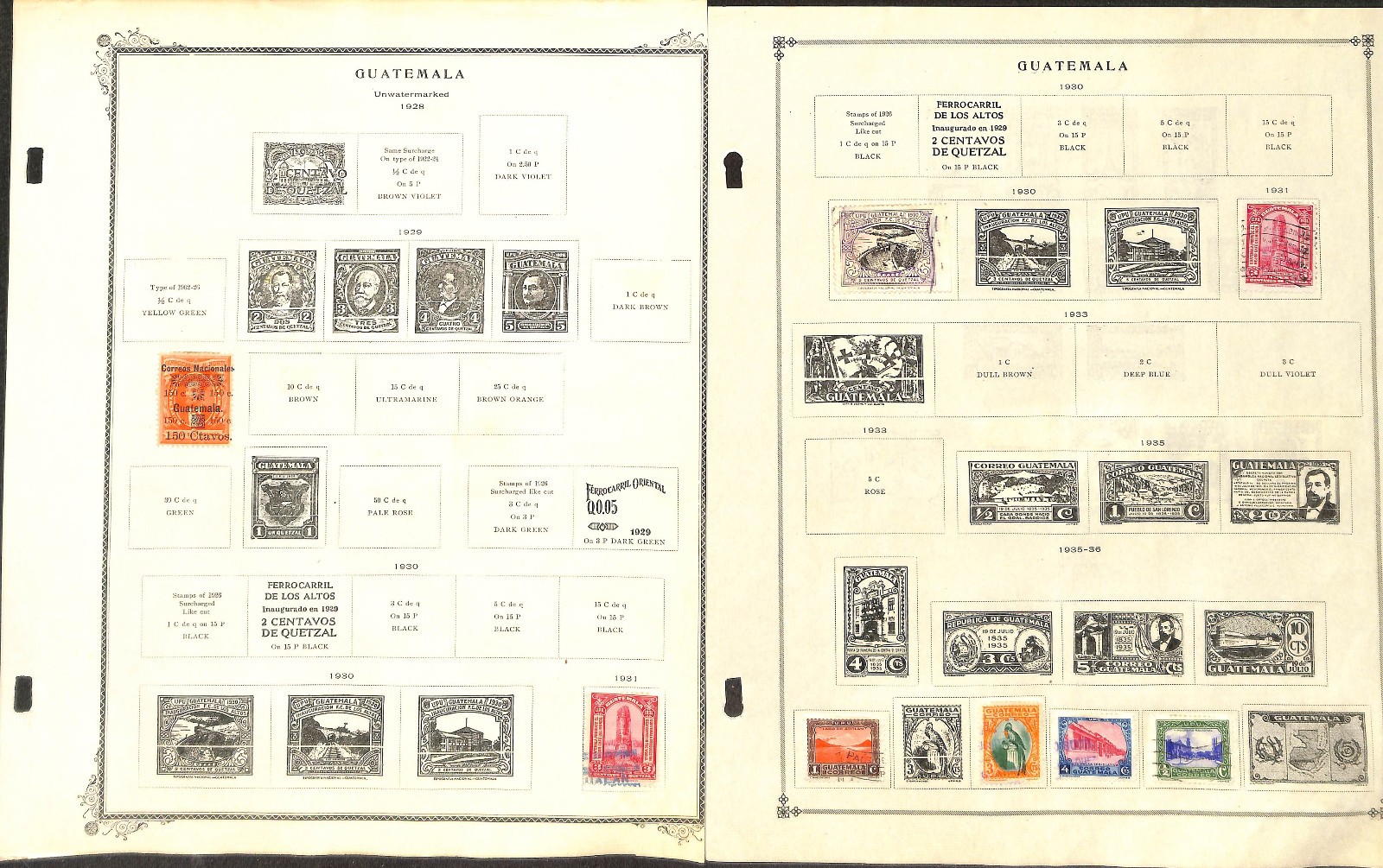 Guatemala Stamp Collection on 19 Scott International Pages, 1871-1953 (BE)