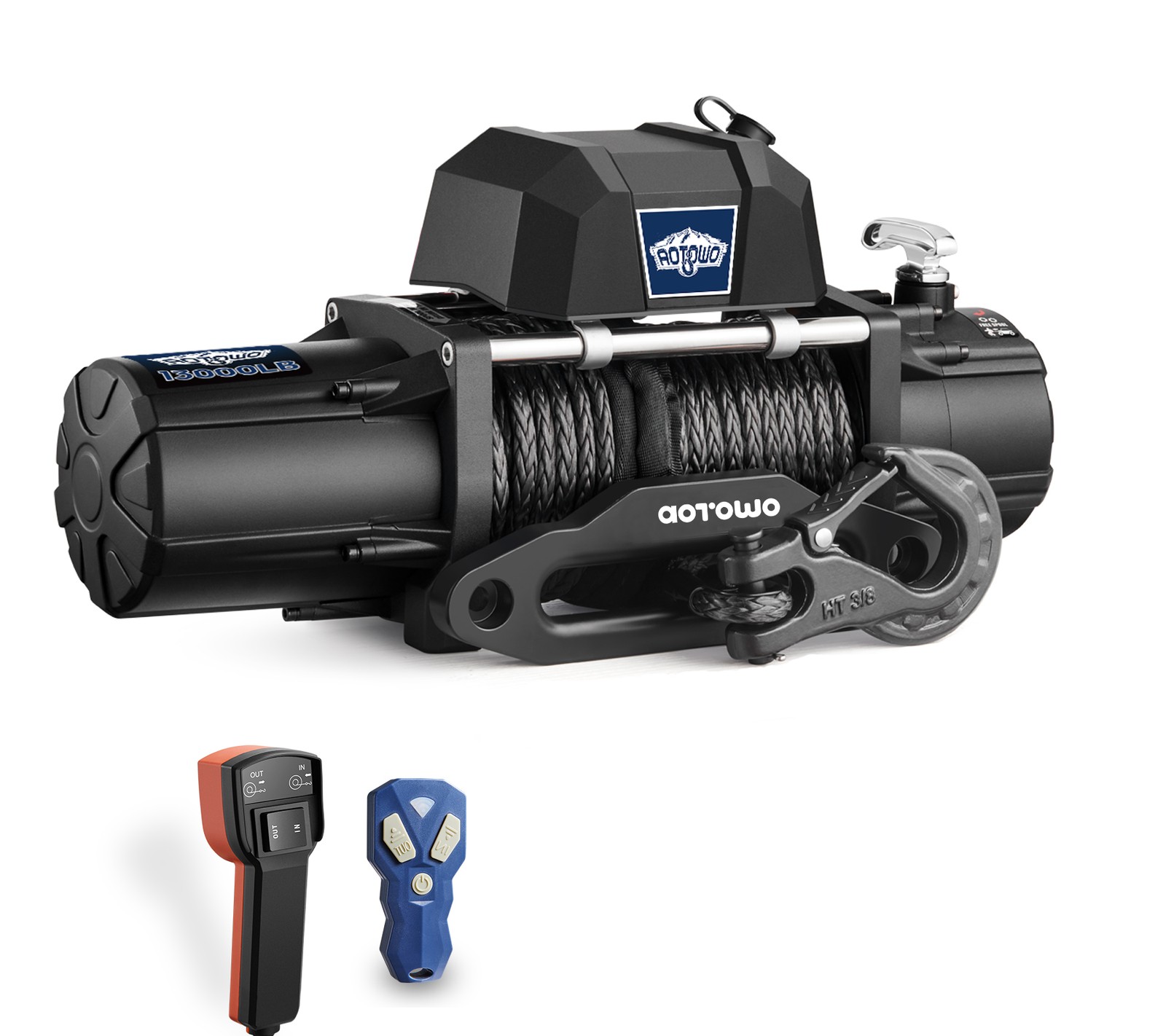 13000LB Wireless Remote Electric Winch Black Kit Stronger Synthetic Rope 12 V