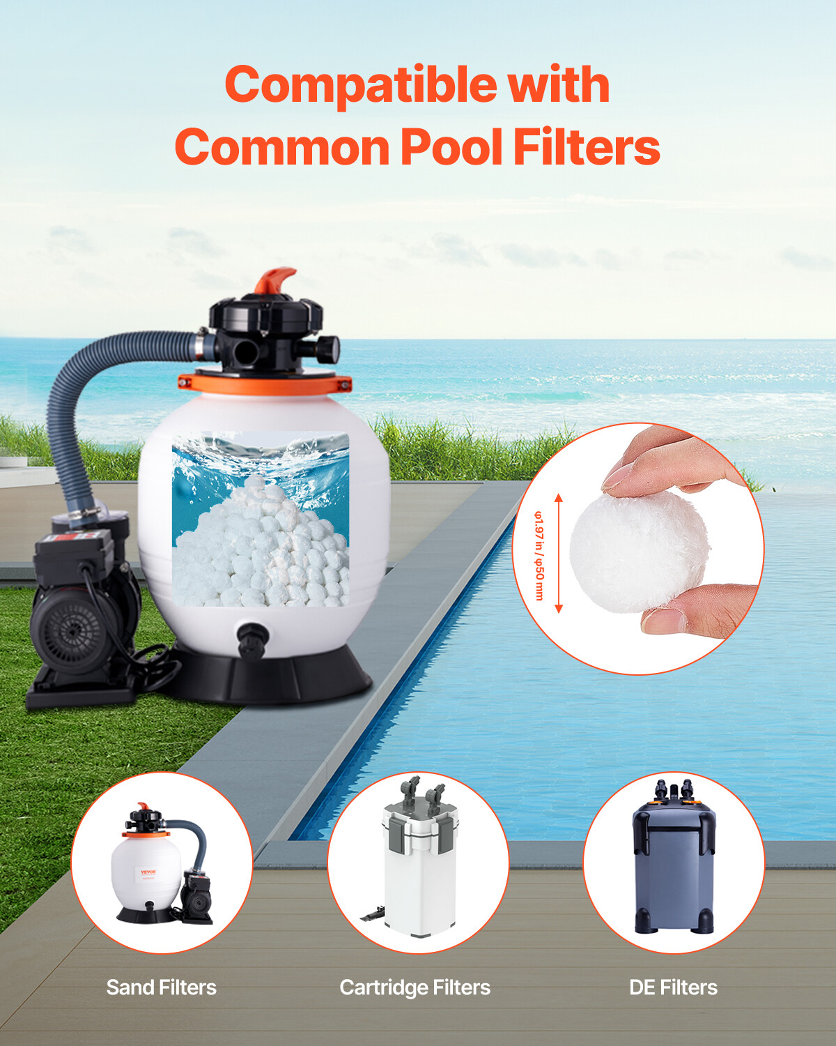 Pool Filter Balls for Sand Filter Pump 4.6 lbs Reusable for Swimming Pool