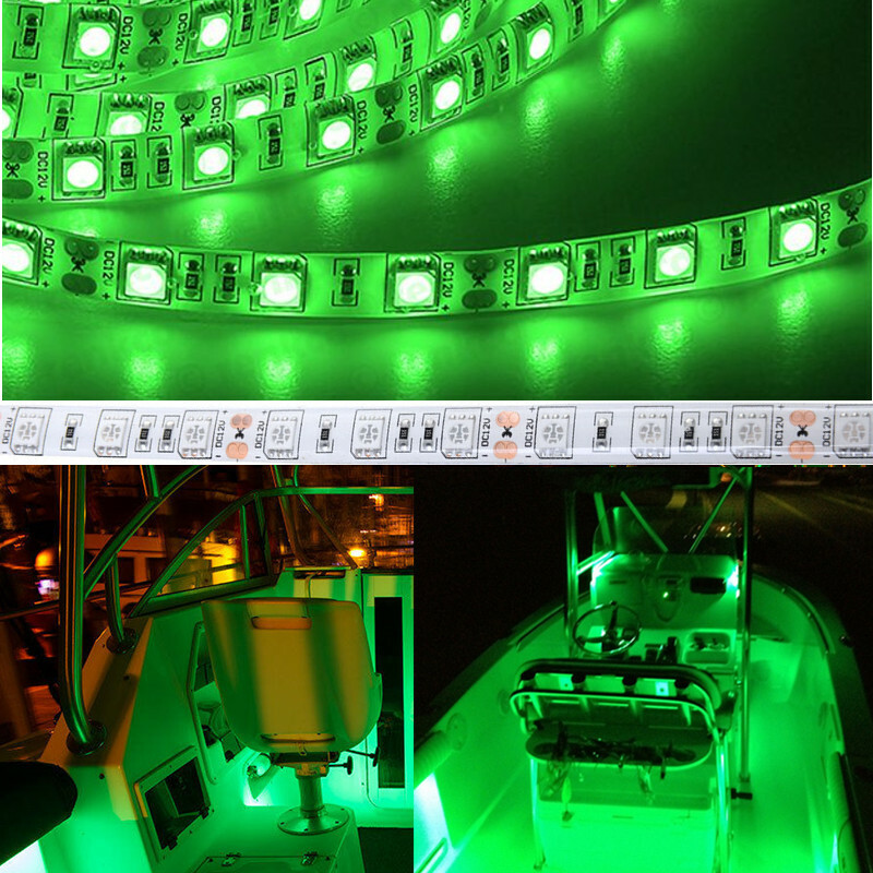 Green LED Boat Light Deck Waterproof Bow Trailer Pontoon Lights Strip Marine 5M