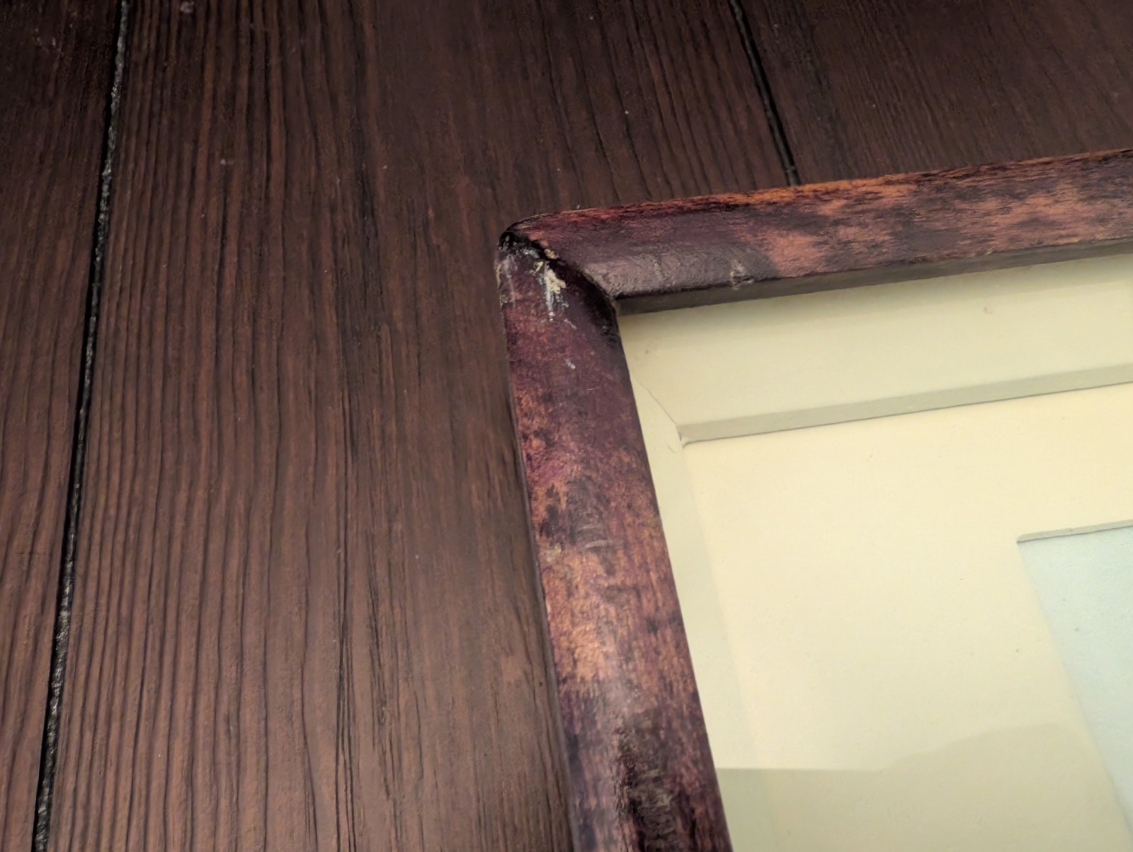 Vintage Chinese Mother Of Pearl Shell Porcelain Landscape 3D Painting Wood Frame