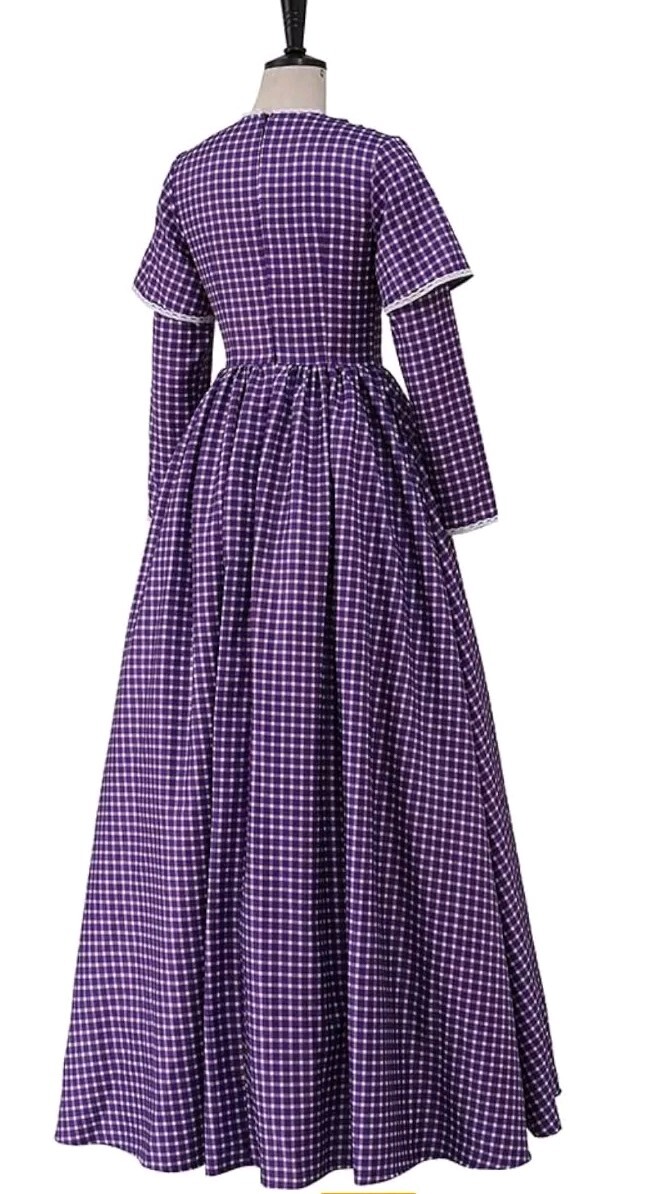 Civil War Women's Victorian Dress Purple Plaid Dress Ball Dress