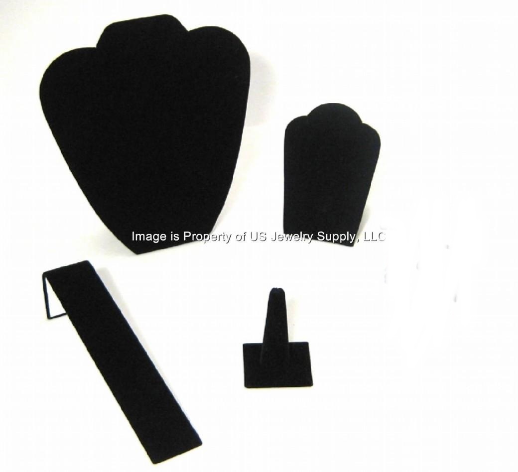 4 Piece Black Velvet Jewelry Display Presentation or Photography Set BV2