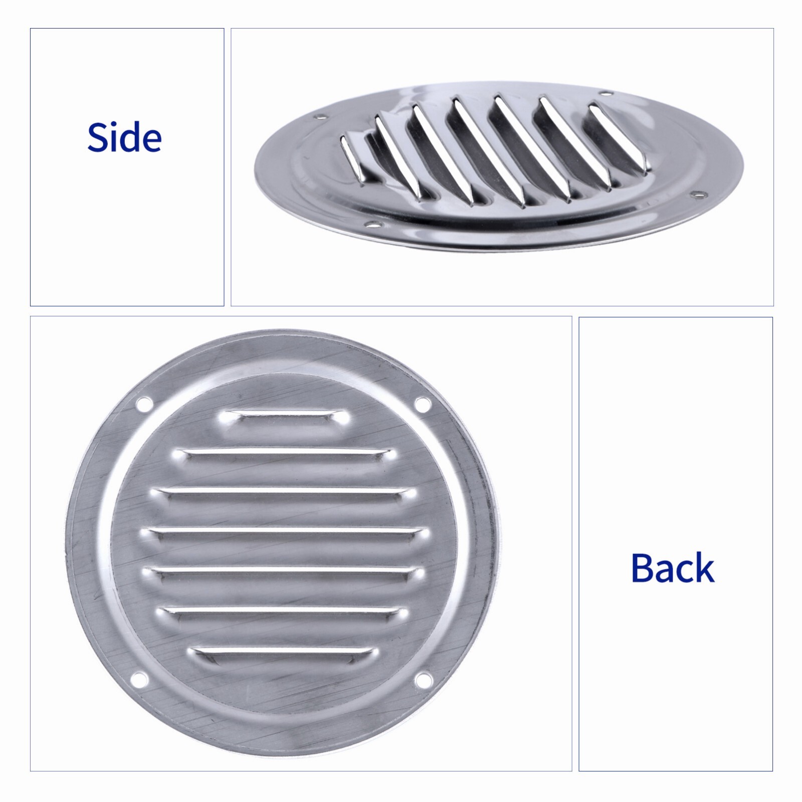 2PCS Round Louvered Vent 4" Marine Boat Vent Stainless Steel Caravan Vent