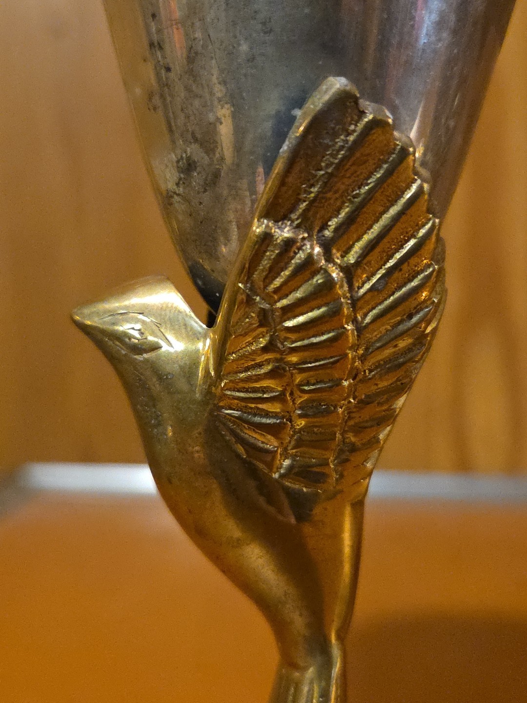 Vintage Pair Of Godinger Silver Plated Bird Shaped Brass Goblets Made In India