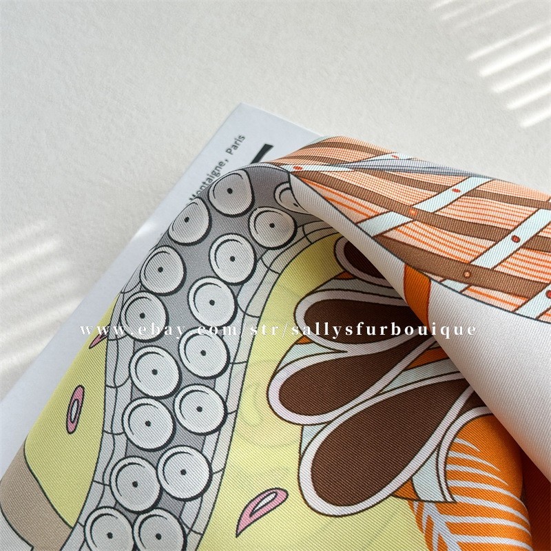 Sallys 100% Twill Silk Large Wrap Scarf Stole Feathers Print Square Shawl 135cm