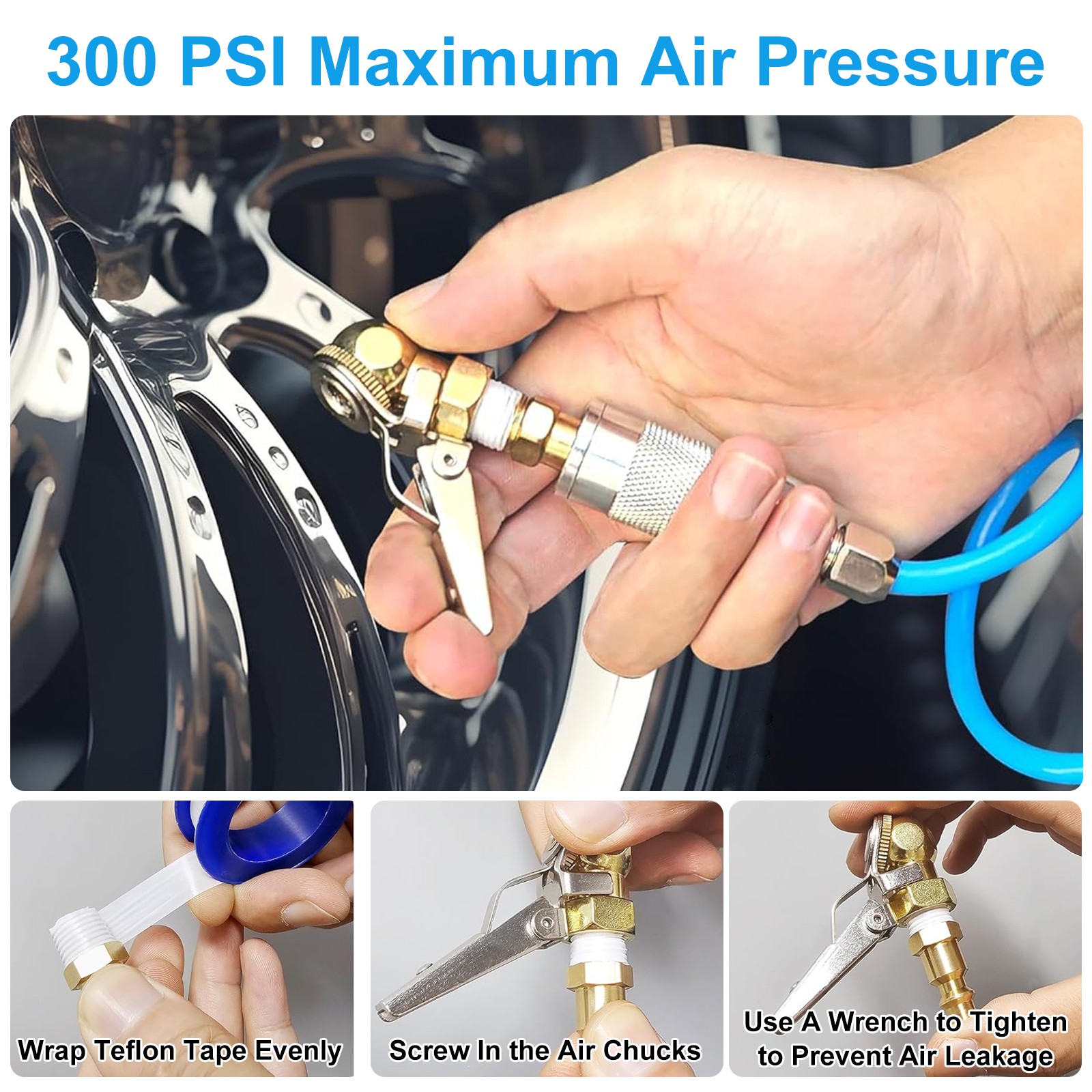 2pcs 1/4" FNPT Closed Flow Locking Air Chuck Quick Connect Tire Inflator Nozzle