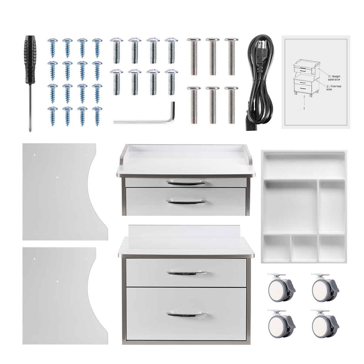 AZDENT Dental Multi-Function Mobile Cart with 3/4/5 Drawers Medical Rolling Cart