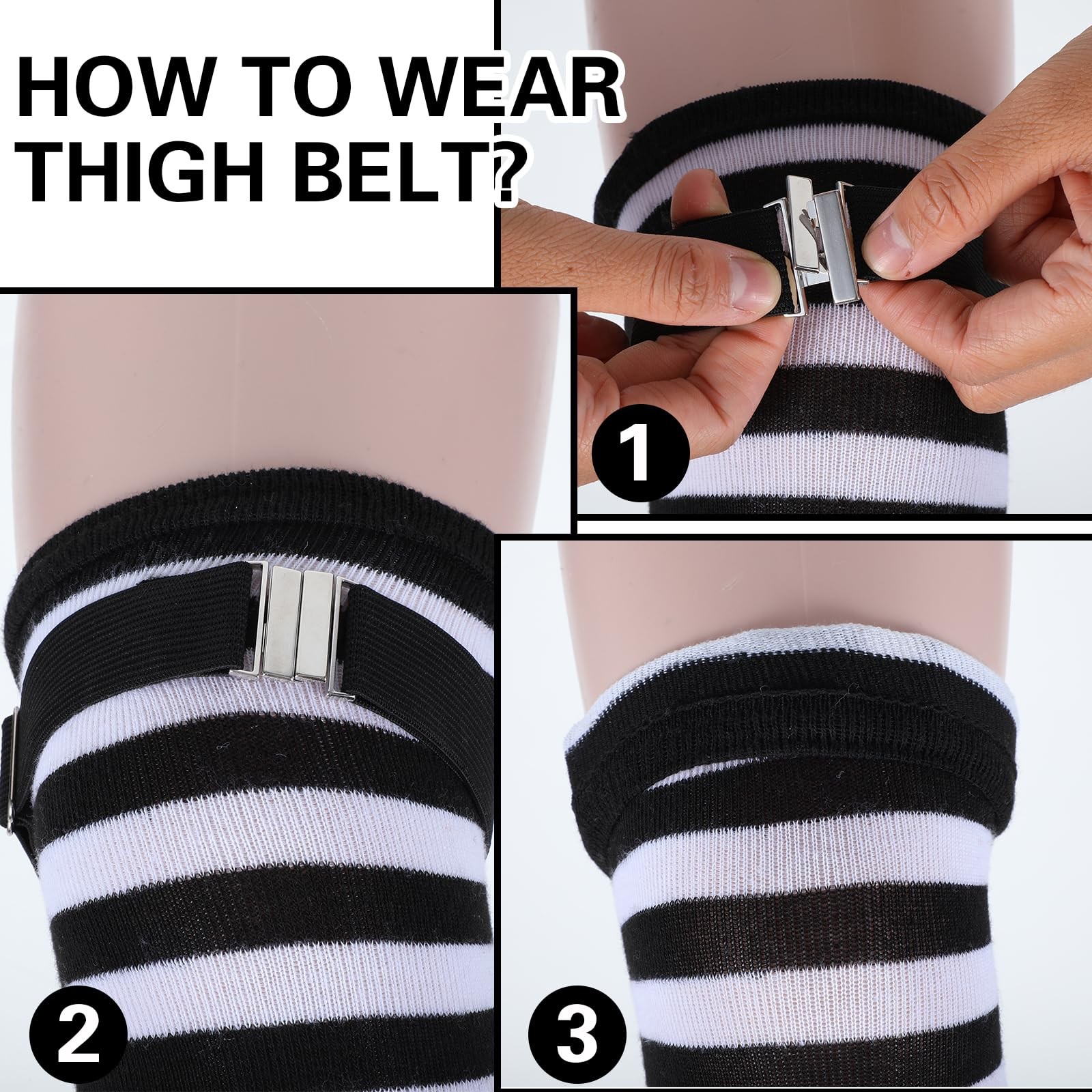 2 Pcs Women's Thigh Garter Belt Adjustable Thigh Garters Belts High Elastic G...
