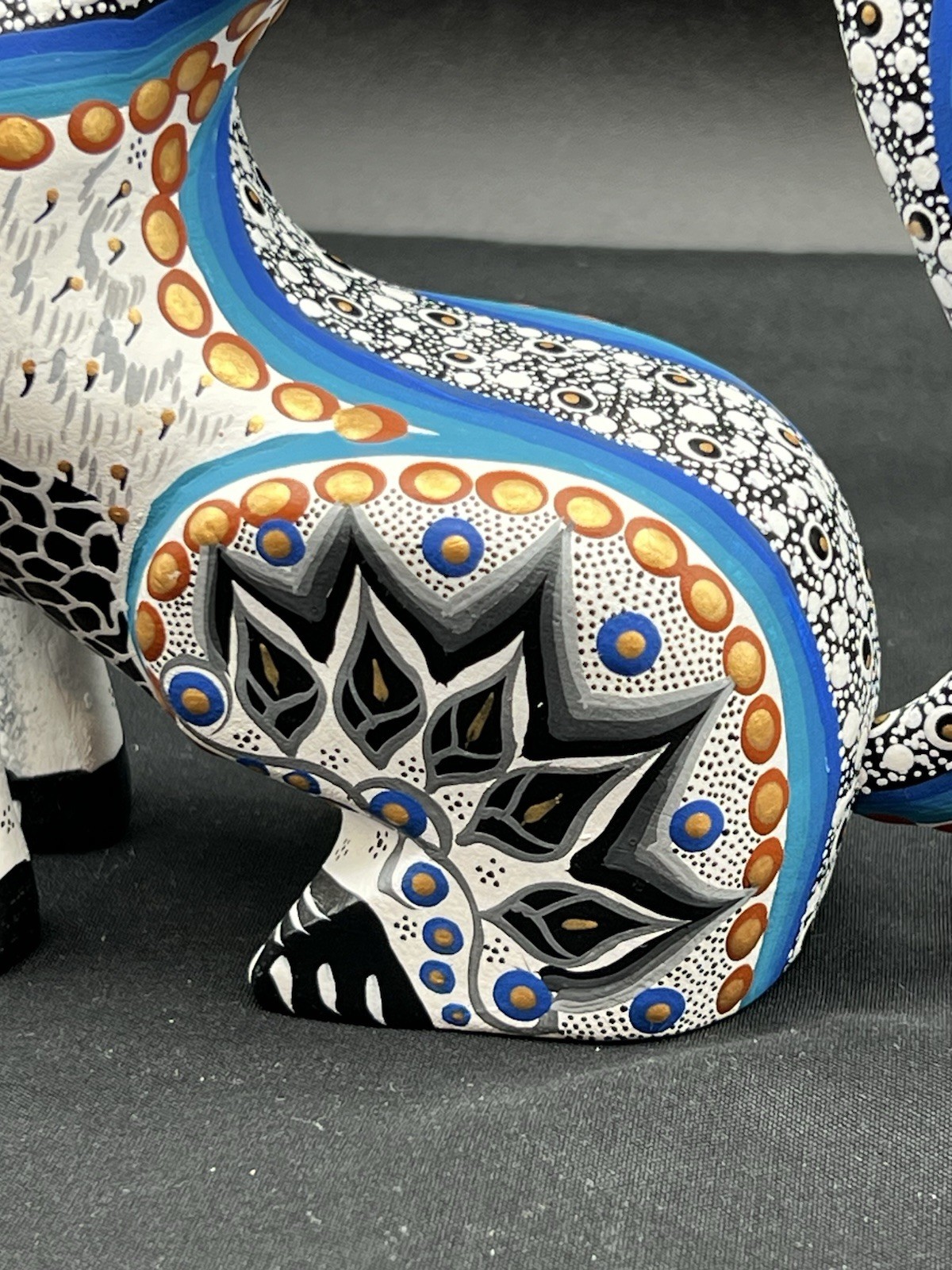 Alebrije Wooden Coyote Sculpture Painted By Margarita & Gabriela Sosa 4.5” X 6”