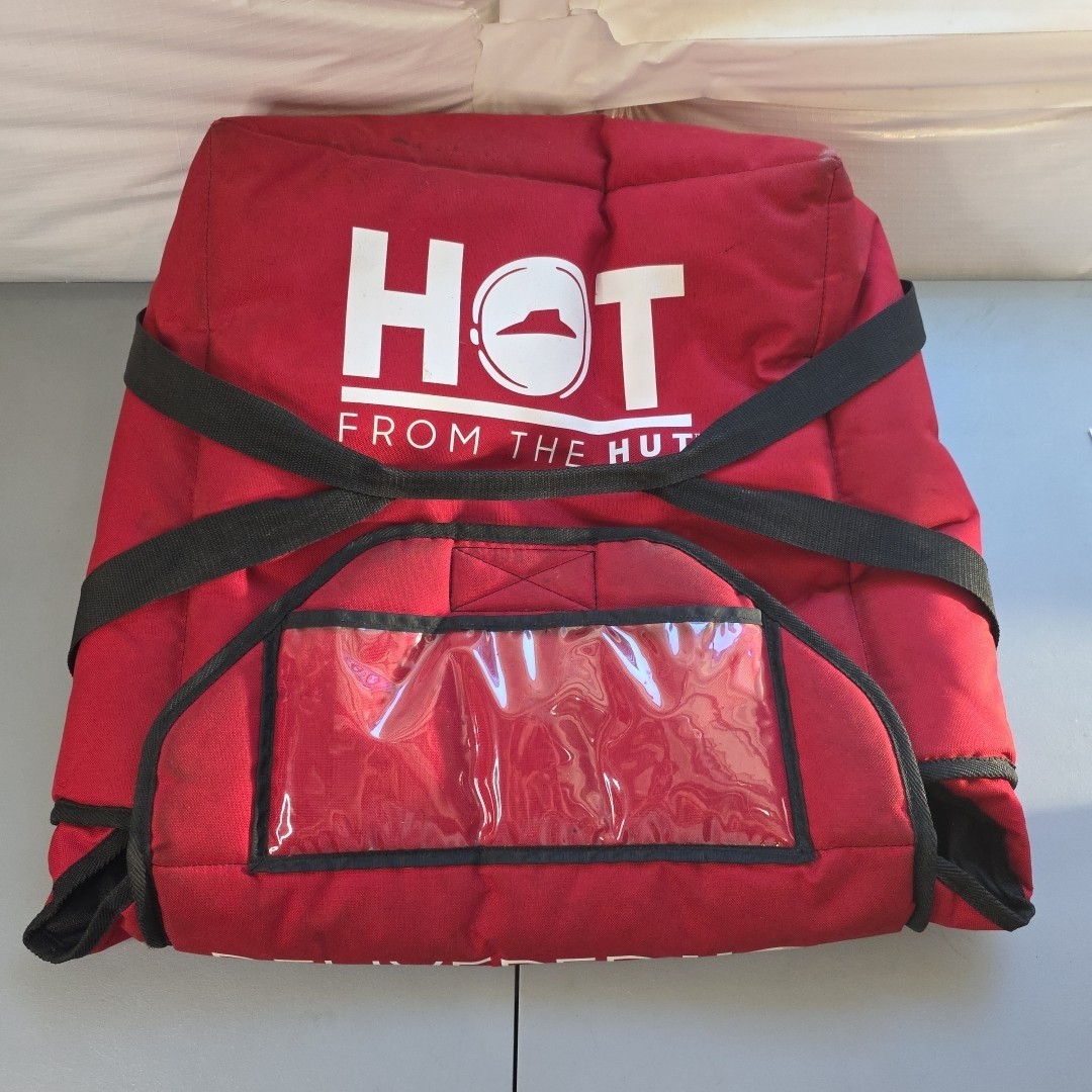 Pizza Hut Insulated Pizza Delivery Bag "HOT FROM THE HUT"!!! (Red and White bag)