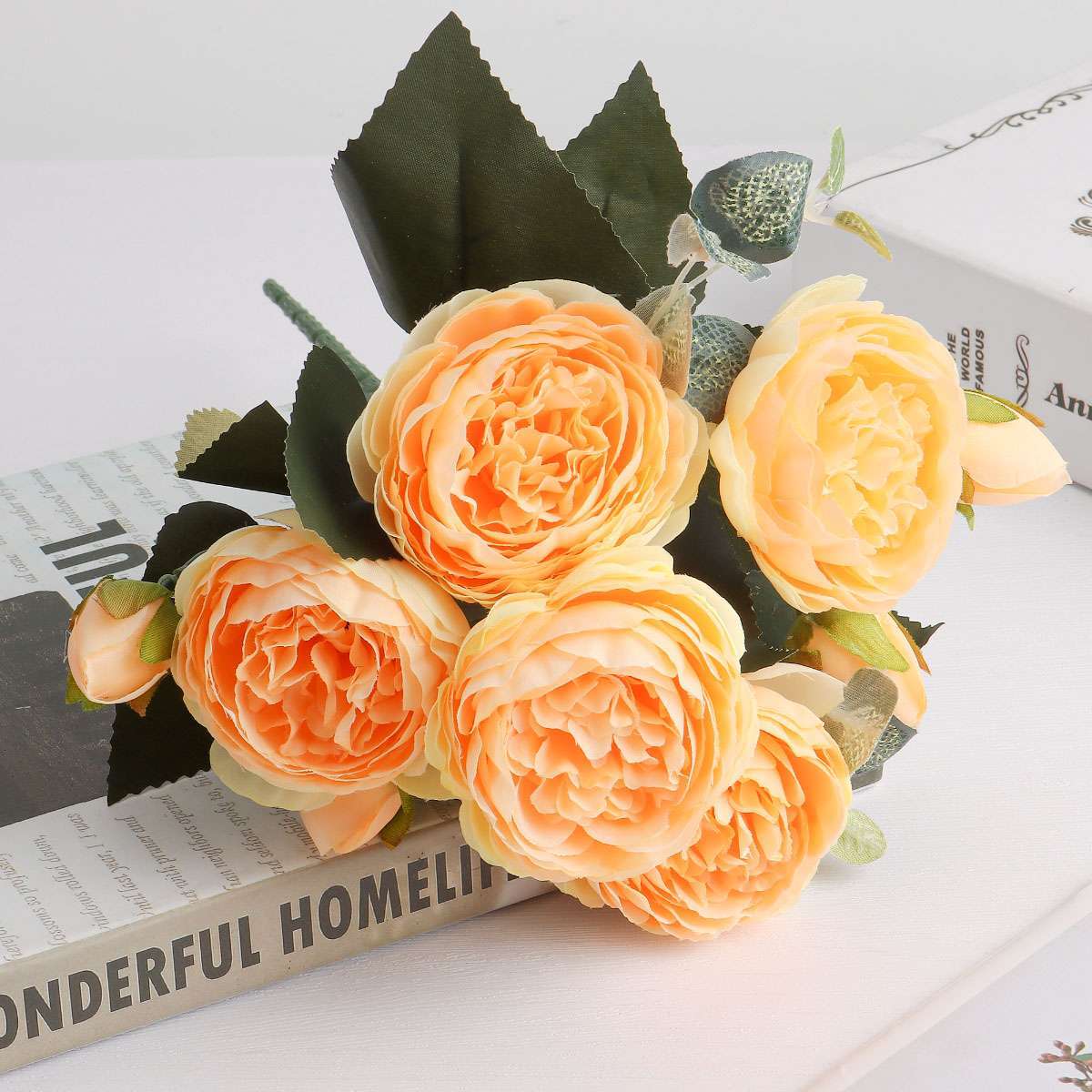 Artificial 9 Heads Silk Peony Flower Wedding Bouquet Home Party Outdoor Decor