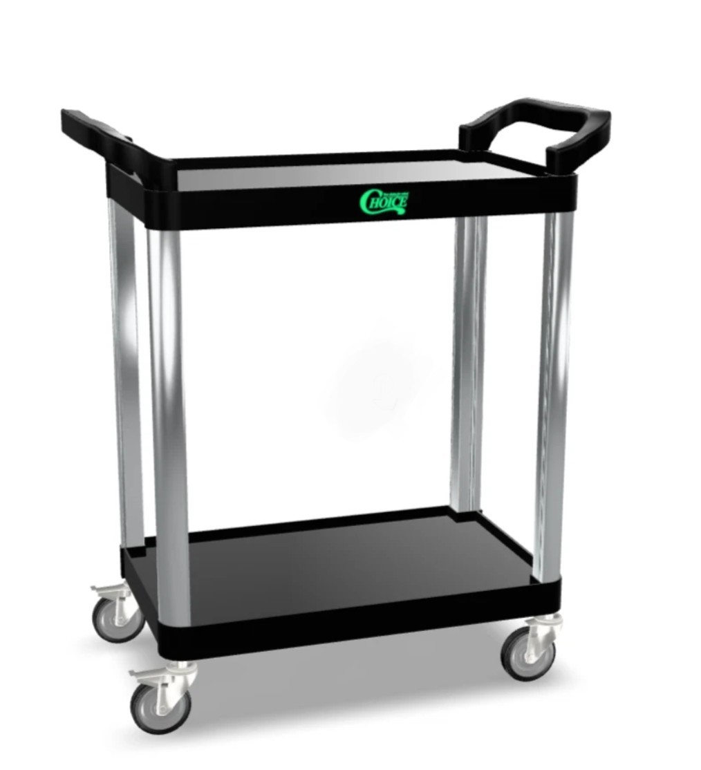 Small Bussing Cart with Two Shelves  32" x 16" x 24" BLACK  109CARTBS2BK Utility