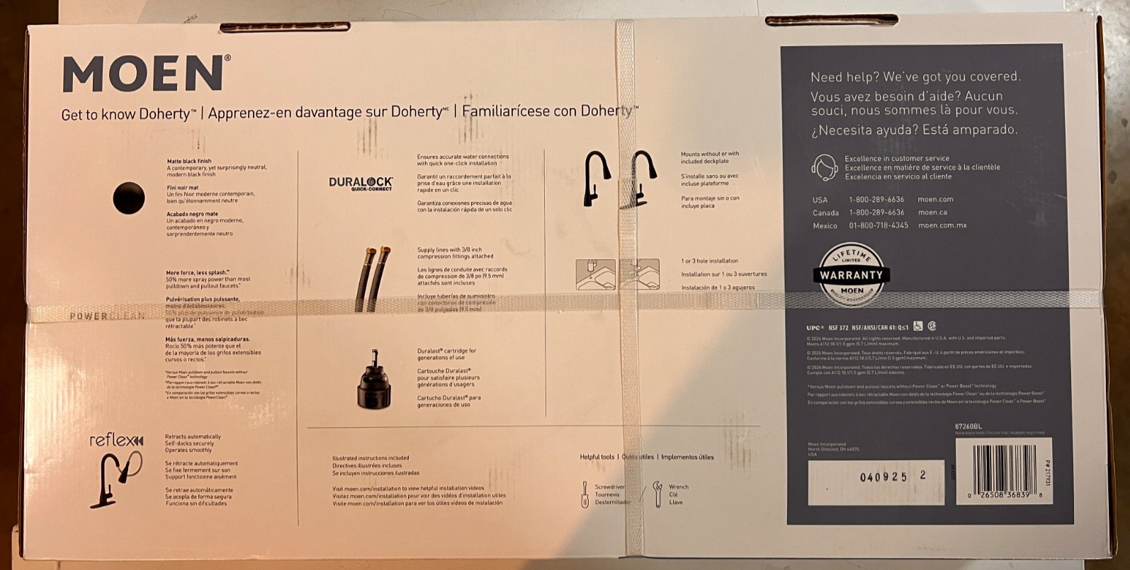 MOEN 87260BL Doherty Single Handle Pull-Down Sprayer Kitchen Faucet Matte Black