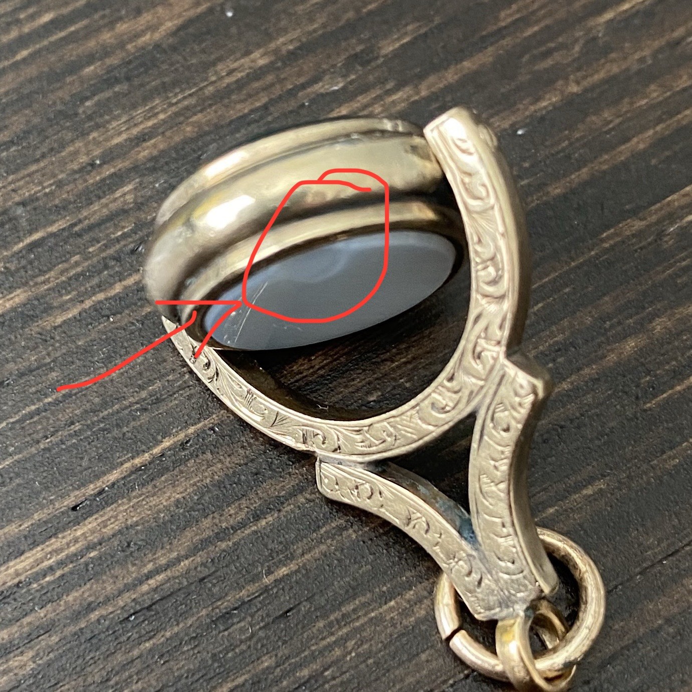 Antique Victorian Gold Filled? Bloodstone & Sardonyx Swivel Fob/Pendant *AS-IS*