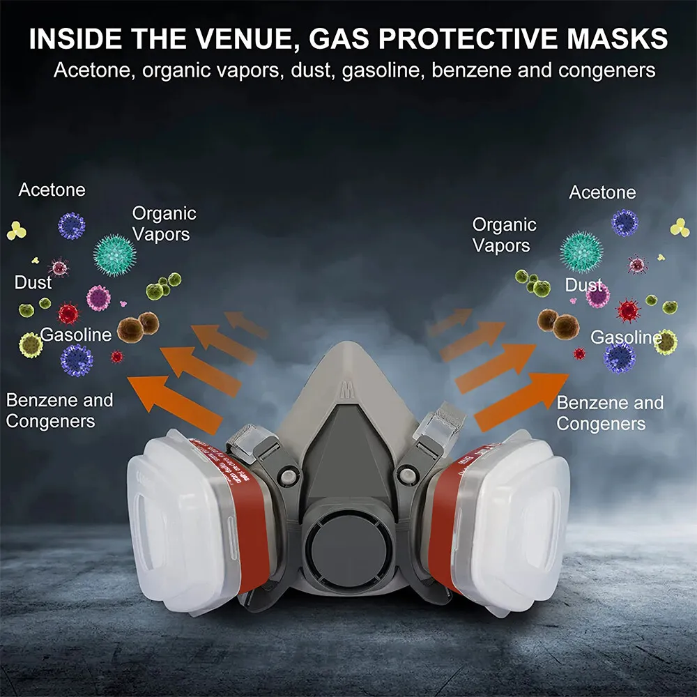 PRO 6200 Half Face Gas Mask Cover Painting Spraying Respirator Work Facepiece