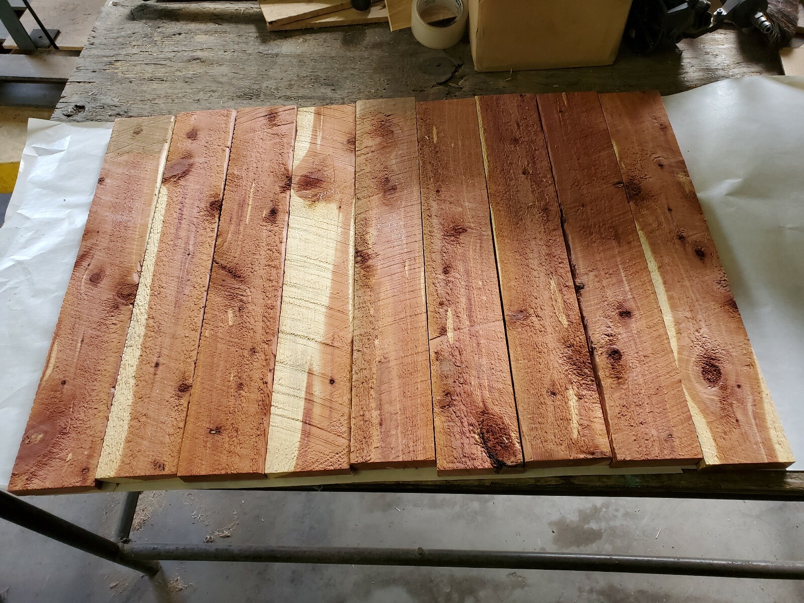 9 pcs. Aromatic Eastern Red Cedar Rough Cut 7/8" - 1" x 3 1/2" Boards 23-1/2" L